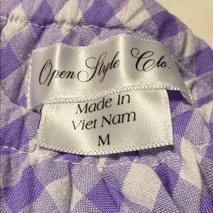 Open Style Co. Purple and White Checkered Garment
